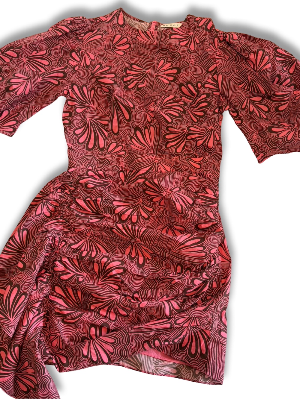 RHODE Pink and Brown Retro Swirl Mini Dress - Picture 3 of 7